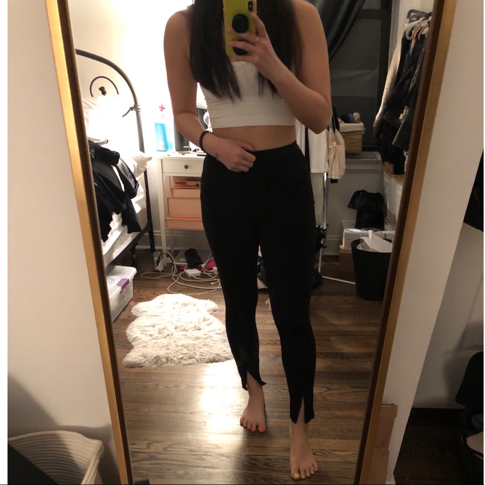 Silence and noise cropped leggings with front slit